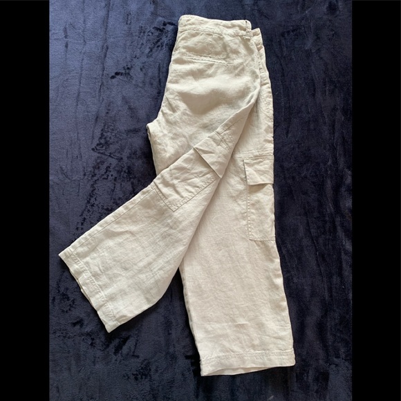EILEEN FISHER S Organic Linen Crop Cargo Pants - Picture 2 of 6